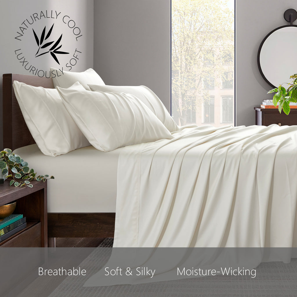 EXCELSIOR INT 1800 Series Deep Pocket Bamboo 4-Piece Bed Sheet Set – Super Soft, Cooling, Hypoallergenic – Queen, King & More