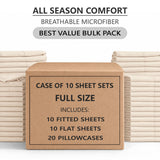 Bulk Discount - Case of 10 Sheet Set - Best for Airbnb, Guest Room, Spa, Health Care Facility and More