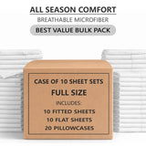 Bulk Discount - Case of 10 Sheet Set - Best for Airbnb, Guest Room, Spa, Health Care Facility and More