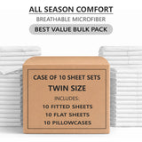 Bulk Discount - Case of 10 Sheet Set - Best for Airbnb, Guest Room, Spa, Health Care Facility and More