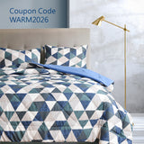 Blue Triangles Geometric Printed Patterned Comforter - Warm & Cozy