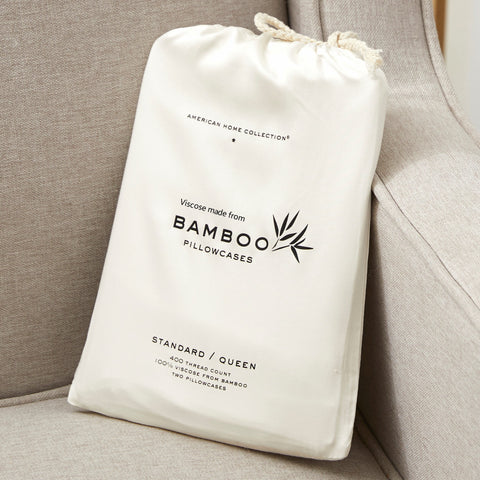 400 Thread Count Cooling Bamboo Viscose Pillowcases – Set of 2 Silky and Soft, Breathable, Moisture-Wicking, Hotel-Quality Pillow Covers