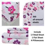 American Home Collection Purple Floral Sheet Set