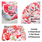 American Home Collection Red Floral Sheet Set