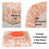 American Home Collection Peach Floral / Flower Sheet Set