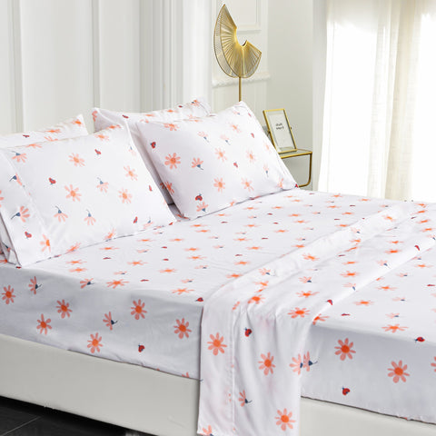 American Home Collection Pink Pollen and Ladybug Sheet Set