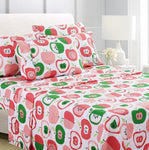 American Home Collection Pink & Green Apple Sheet Set